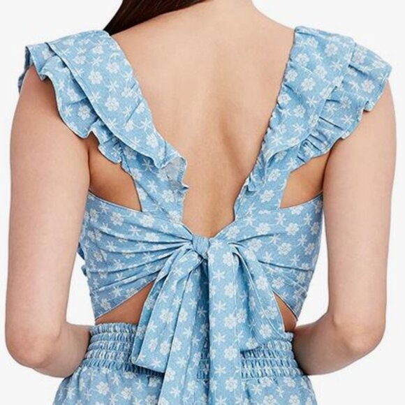 BCBGeneration TOP Large or XL Flutter Strap Bow Tie Crop Color Eyelet Party New - Picture 4 of 15